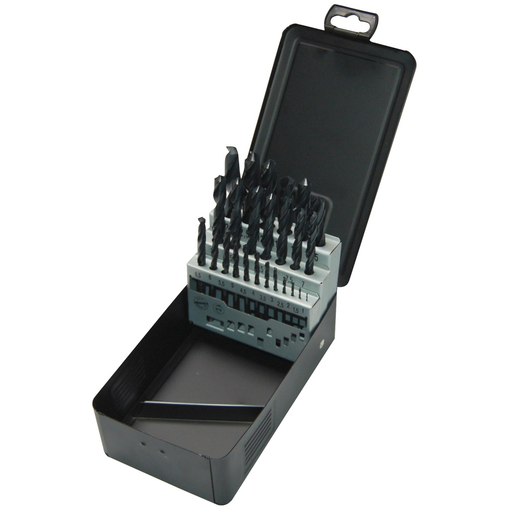 Set de forets métaux HSS-R dans coffret métal (25 pièces)