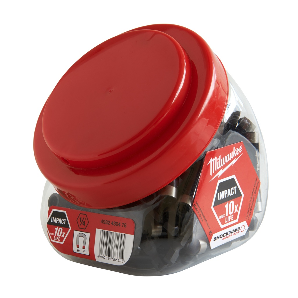 SHOCKWAVE™ Porte-embout magnétique ¼ Hex (JamJar conditionné par 100)