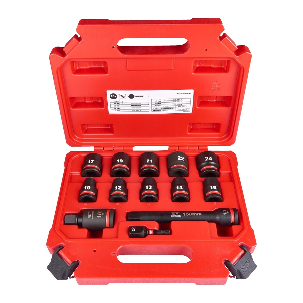 Douilles courtes impact 1/2 set-13pc