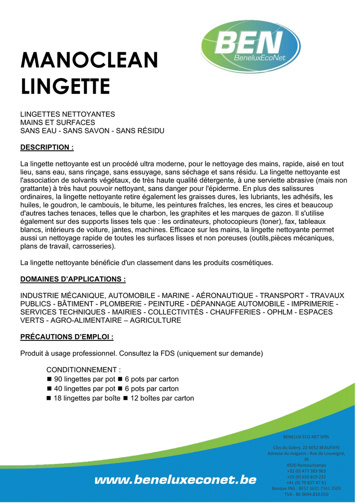 MANOCLEAN LINGETTE 