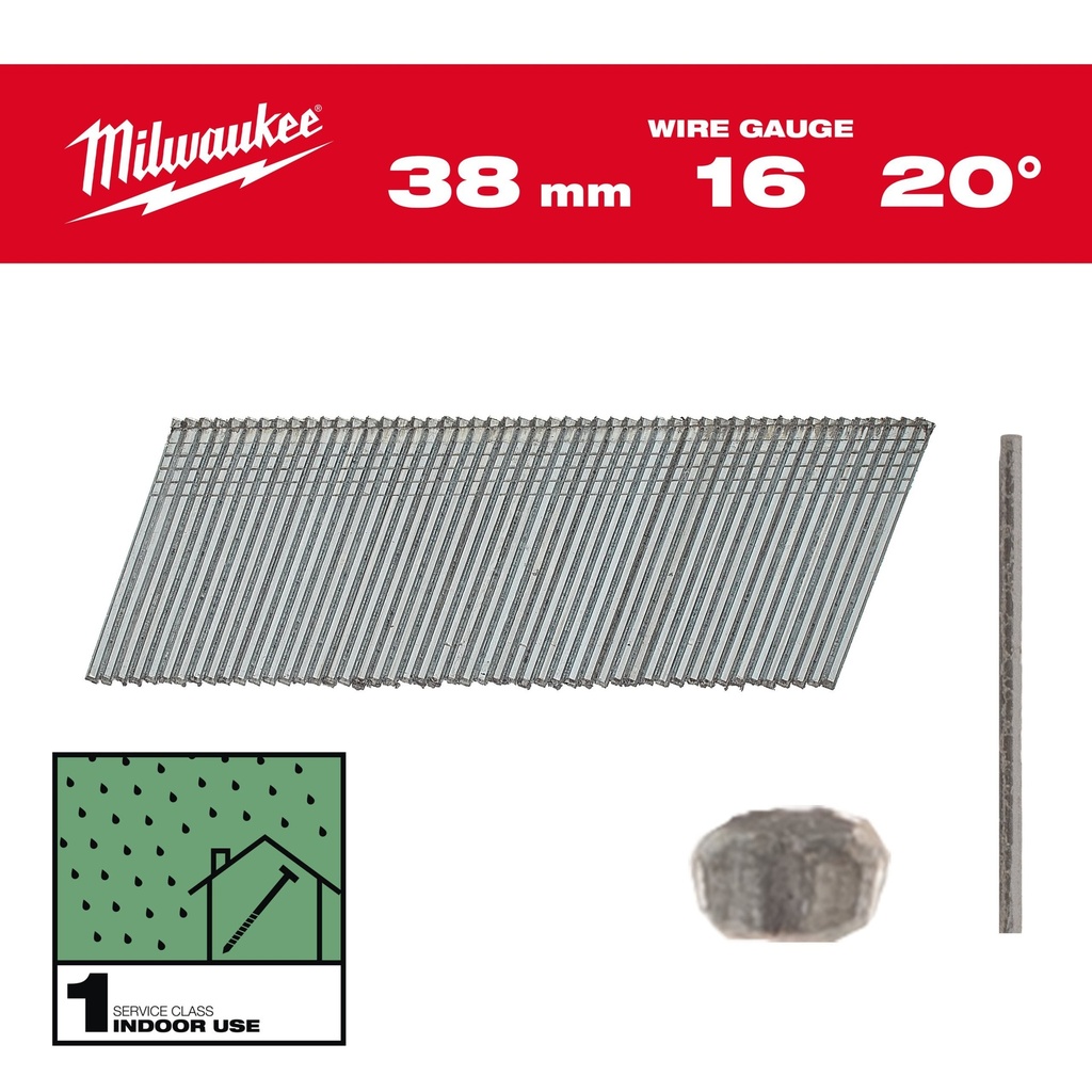 Clous 16G/20°/38mm/G/SC1 (2000 piéces)
