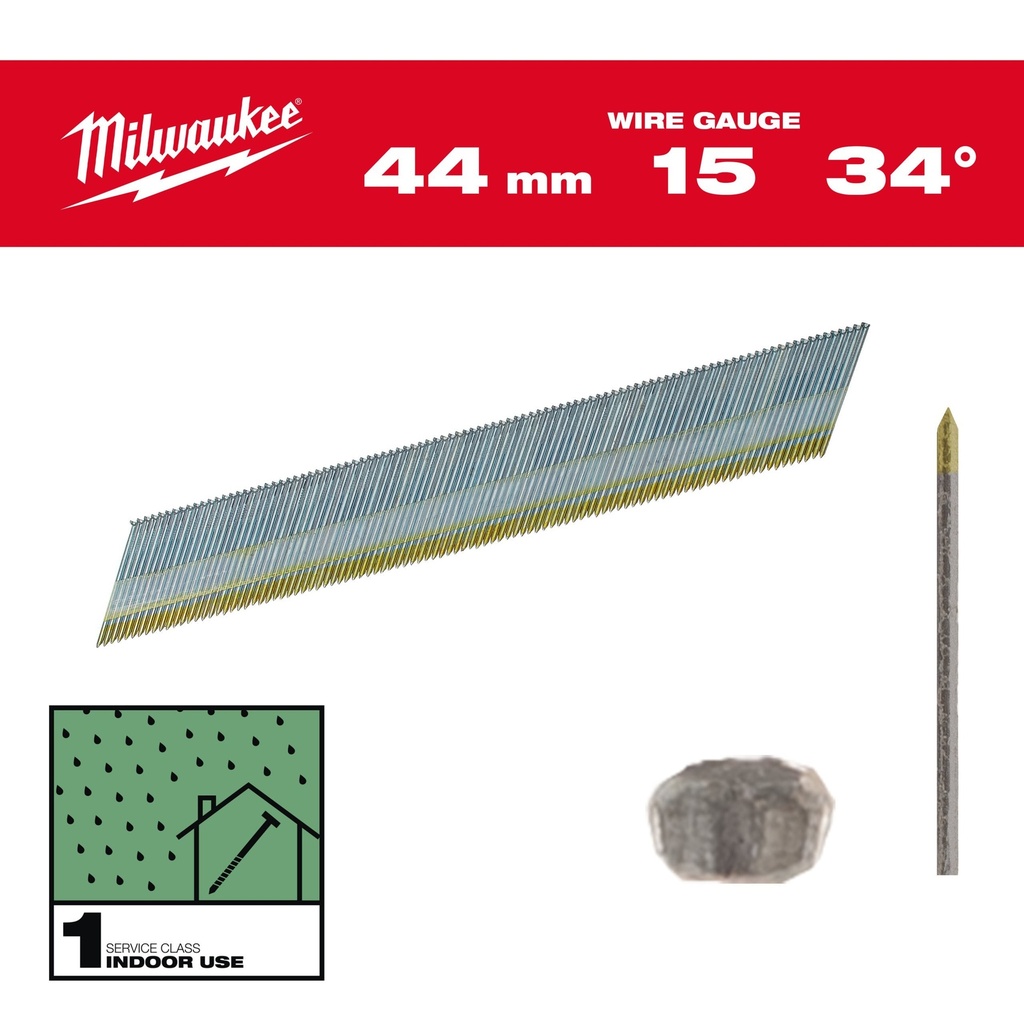 Clous 15G/34°/44mm/G/SC1 (2500 piéces)