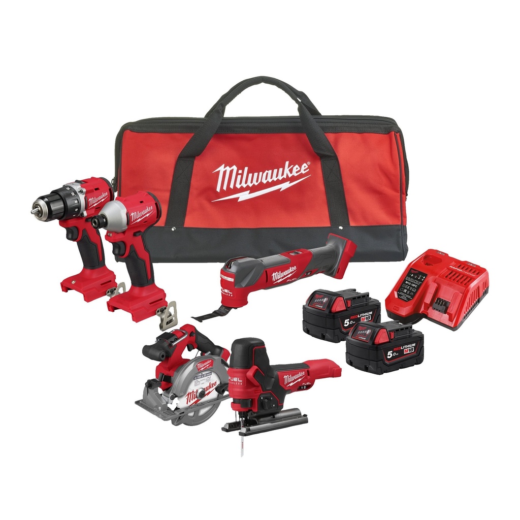 1 x M18 BLDDRC, 1 x M18 BLIDRC, 1 x M18 FCS552, 1 x M18 BMT, 1 x M18 FBJS, 2 x M18B5, 1 x M12-18 FC, 1 x Contractor Bag