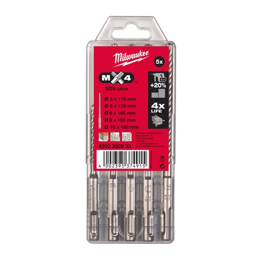 [4932352833] Set de forets SDS-plus RX4 (5 pièces)