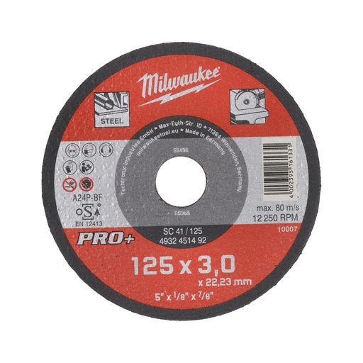 [4932451492] disque à tronçonner SC41 125 x 3 mm PRO+ (à commander par 50)