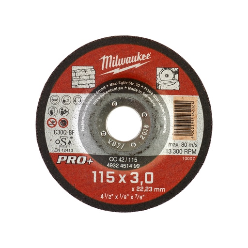 [4932451499] disque à tronçonner (brique) CC42 115 x 3 mm PRO+ (à commander par 50)