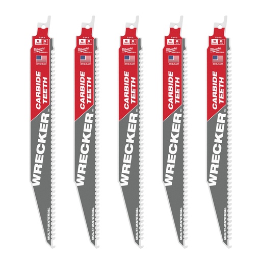 [48005542] TCT Wrecker 230 - Lames pour scies sabre Sawzall Multi Material - 5pc