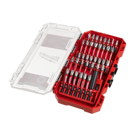 [4932492009] SHOCKWAVE™ Socket  screwdriving bits: 16 x 25 mm length 1 x PH1 / 2 x PH2, 1 x PZ1 / 2 x PZ2 , 1 x TX10 / 1 x TX15 / 2 x TX20 / 3 x TX25 / 2 x TX30 / 1 x TX40. 21 x 50 mm length 1 x PH1 / 3 x PH2 / 1 x PH3, 1 x PZ1 / 3 x PZ2 / 1 x PZ3, 1 x TX10 / 1 x TX15 / 1 x TX20 / 2 x TX25 / 3 x TX30 / 3 x TX40. 1 x SHOCKWAVE™ Socket  magnetic bit holder 60 mm length