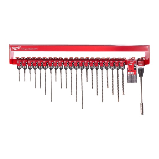 [4932480759] 4 x 4932352007 - MX4 5 x 115 mm
4 x 4932352011 - MX4 6 x 115 mm
4 x 4932352011 - MX4 6 x 115 mm
4 x 4932352012 - MX4 6 x 165 mm
4 x 4932352012 - MX4 6 x 165 mm
4 x 4932352013 - MX4 6 x 215 mm
4 x 4932352014 - MX4 6 x 265 mm
4 x 4932352021 - MX4 8 x 115 mm
4 x 4932352022 - MX4 8 x 165 mm
4 x 4932352022 - MX4 8 x 165 mm
4 x 4932352023 - MX4 8 x 215 mm
4 x 4932352024 - MX4 8 x 265 mm
4 x 4932352712 - MX4 8 x 315 mm
4 x 4932352025 - MX4 10 x 110 mm
4 x 4932352026 - MX4 10 x 160 mm
4 x 4932352027 - MX4 10 x 210 mm
4 x 4932352028 - MX4 10 x 260 mm
4 x 4932352031 - MX4 12 x 160 mm
4 x 4932352032 - MX4 12 x 210 mm
4 x 4932352033 - MX4 12 x 260 mm
4 x 4932352037 - MX4 14 x 210 mm
4 x 4932352833 - MX4 Set - 5 pcs
2 x 4932471153 - SDS+ Extension 300 mm
1 x 4939434656 - Bar
23 x 4939434650 - Euro Hook 
1 x 4939435662 - Re-Order Tag