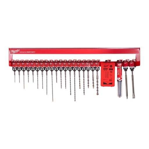 [4932480761] 4 x 4932339498 - M2 4 x 110 mm
4 x 4932307067 - M2 5 x 110 mm
4 x 4932399315 - M2 5 x 160 mm
4 x 4932307068 - M2 6 x 110 mm
4 x 4932307068 - M2 6 x 110 mm
4 x 4932307069 - M2 6 x 160 mm
4 x 4932307069 - M2 6 x 160 mm
4 x 4932373136 - M2 6 x 210 mm
4 x 4932353819 - M2 6 x 260 mm
4 x 4932307070 - M2 8 x 110 mm
4 x 4932307071 - M2 8 x 160 mm
4 x 4932307071 - M2 8 x 160 mm
4 x 4932307072 - M2 8 x 210 mm
4 x 4932353821 - M2 8 x 260 mm
4 x 4932307073 - M2 10 x 160 mm
4 x 4932307074 - M2 10 x 210 mm
4 x 4932307075 - M2 12 x 160 mm
4 x 4932307078 - M2 14 x 160 mm
4 x 4932307081 - M2 16 x 210 mm
3 x 4932352340 - M2 Set - 10 pcs
2 x 4932430002 - M2 Starter Kit
4 x 4932339625 - SDS+ Pointed Chisel 250 mm 
4 x 4932339626 - SDS+ Flat Chisel 20 x 250 mm
1 x 4939434656 - Bar
23 x 4939434650 - Euro Hook 
1 x 4939435664 - Re-Order Tag