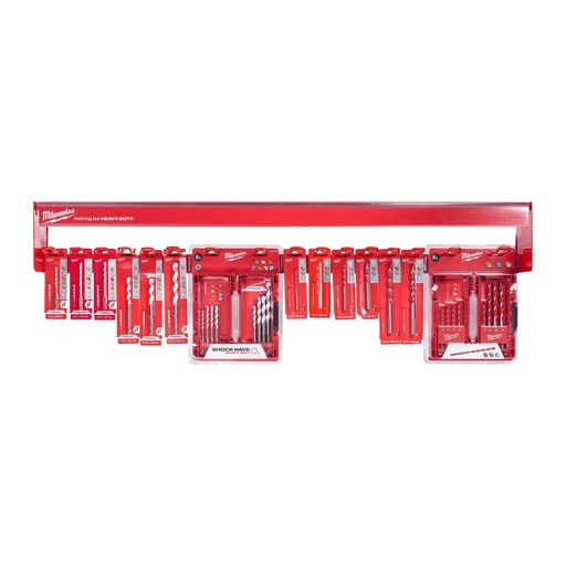 [4932480762] 3 x 4932471092 - Shockwave Multi Material Drill Bit 4 x 90
3 x 4932471093 - Shockwave Multi Material Drill Bit 5 x 100
3 x 4932471096 - Shockwave Multi Material Drill Bit 6 x 100
3 x 4932471104 - Shockwave Multi Material Drill Bit 8 x 120
3 x 4932471107 - Shockwave Multi Material Drill Bit 10 x 120
3 x 4932471110 - Shockwave Multi Material Drill Bit 12 x 150
2 x 4932471112 - Shockwave Multi Material Drill Bit - 8pcs set
3 x 4932471169 - Concrete Premium Drill Bit 4 x 90
3 x 4932471171 - Concrete Premium Drill Bit 5 x 100
3 x 4932471175 - Concrete Premium Drill Bit 6 x 100
3 x 4932471182 - Concrete Premium Drill Bit 8 x 100
3 x 4932471186 - Concrete Premium Drill Bit 10 x 150
3 x 4932471188 - Concrete Premium Drill Bit 12 x 150
2 x 4932471192 - Concrete Premium Drill Bit - 8pcs set 
1 x 4939434656 - Bar
16 x 4939434650 - Euro Hook 
1 x 4939435665 - Re-Order Tag