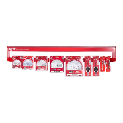[4932480780] 2 x 49560159 - Bi-Metal Holesaw Holedozer 68 x 41 mm
2 x 49560173 - Bi-Metal Holesaw Holedozer 76 x 41 mm
2 x 49560183 - Bi-Metal Holesaw Holedozer 83 x 41 mm
2 x 49560213 - Bi-Metal Holesaw Holedozer 102 x 41 mm
2 x 49560243 - Bi-Metal Holesaw Holedozer 127 x 41 mm
2 x 4932479466 - Arbor for holesaws 32 to 210 mm
2 x 4932479467 - Arbor for holesaws 32 to 210 mm
6 x 4932479469 - HSS-G Pilot Drill Bit 6 x 100 mm
6 x 49568010 - HSS-G Pilot Drill Bit 6 x 89 mm
1 x 4939720800 - Bar
7 x 4939434651 - Euro Hook 
2 x 4939434653 - Single Prong Hook 
1 x 4939435684 - Re-Order Tag