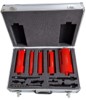 [CZ SET TBK] Set de couronnes diamantées TBK - forage à sec composé de 1x Ø42, 52, 68, 82, 102mm + raccord M16 FF longueur utile 180mm + adaptateur M16- 6 pans 100mm + adaptateur M16- 6 pans 200mm + adaptateur M16 SDS+ 100mm + adaptateur M16 SDS+ 200mm + foret de centrage 240mm + chasse clou + clé de serrage 