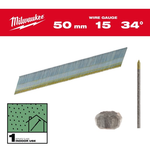 [4932492577] Clous 15G/34°/50mm/G/SC1 (2500 piéces)