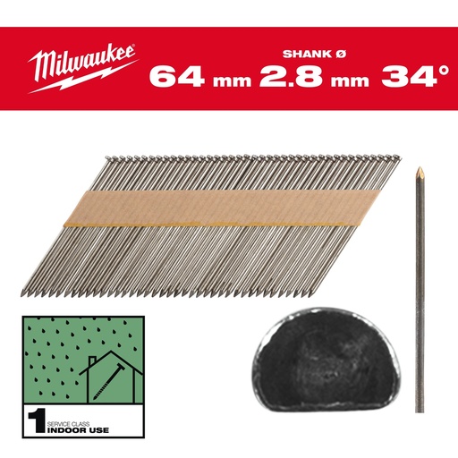 [4932492596] Clous de charpente 34°, tête en D 64mm/SS/B/SC1 (2200 piéces)