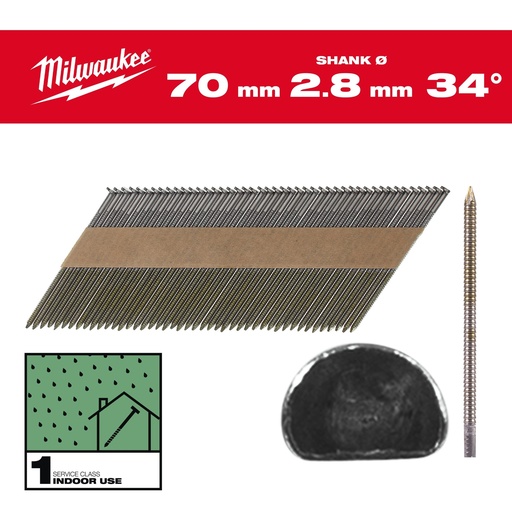 [4932492601] Clous de charpente 34°, tête en D 70mm/RS/B/SC1 (2200 piéces)