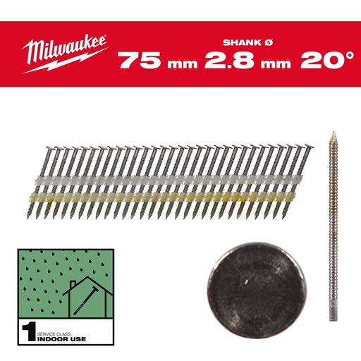 [4932492588] Clous de charpente, 20°, tête ronde 75mm/RS/B/SC1 (2000 piéces)