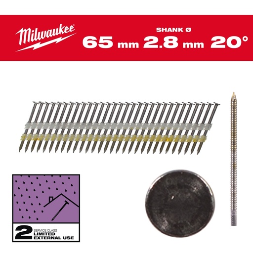 [4932492591] Clous de charpente, 20°, tête ronde 65mm/RS/G/SC2 (2000 piéces)