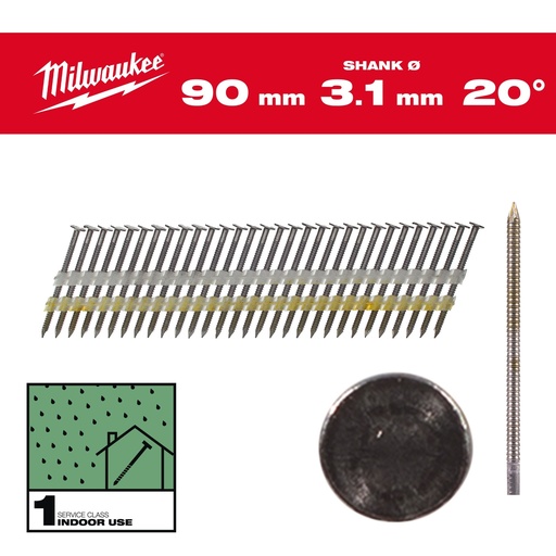 [4932492590] Clous de charpente, 20°, tête ronde 90mm/RS/B/SC1 (1750 piéces)