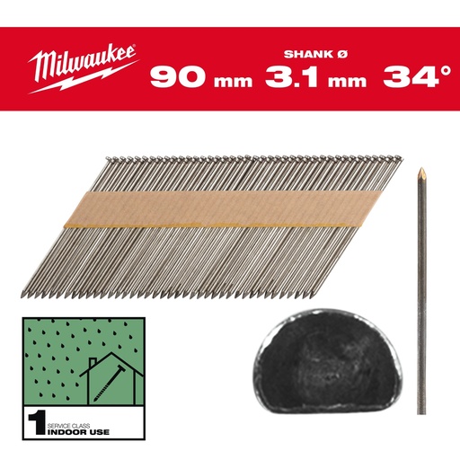 [4932492598] Clous de charpente 34°, tête en D 90mm/SS/B/SC1 (2200 piéces)