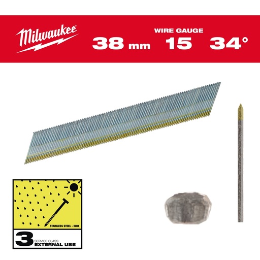 [4932492579] Clous Inox 15G/34°/38mm/SC3 (2500 piéces)