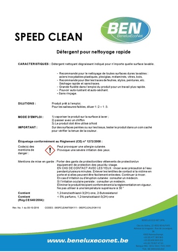 [06SPCLEM750A110] SPEED CLEAN - 10 L